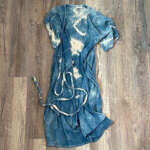 Blue Tie-Dye Kimono Cardigan